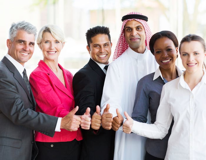 Group of people thumbs up