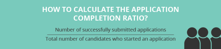 How to calculate the application completion ratio? Number of successfully submitted applications % Total number of candidates who started an application