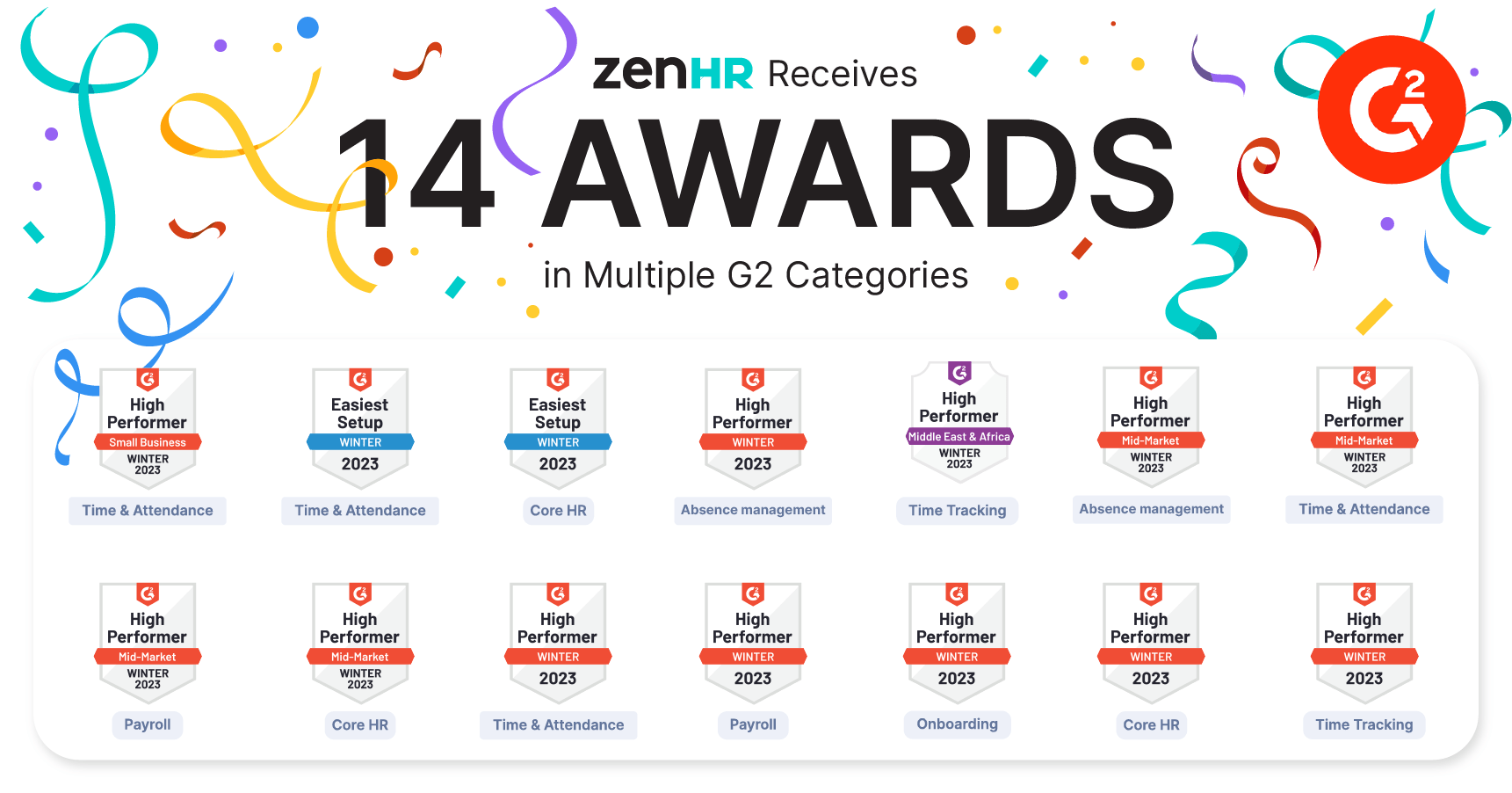 ZenHR Receives 14 Awards in Multiple G2 Categories